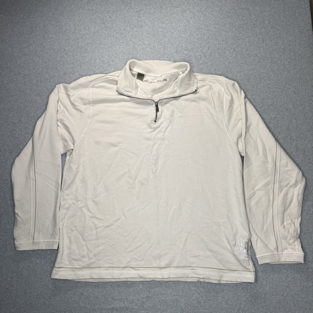 Margaritaville 1/4 Zip Pullover Mens 2XL White Jacket Sweater